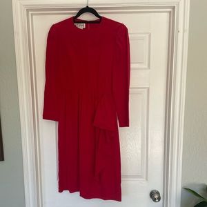 Vintage 1980’s Bill Blass Collection III red 100% silk dress, size 8